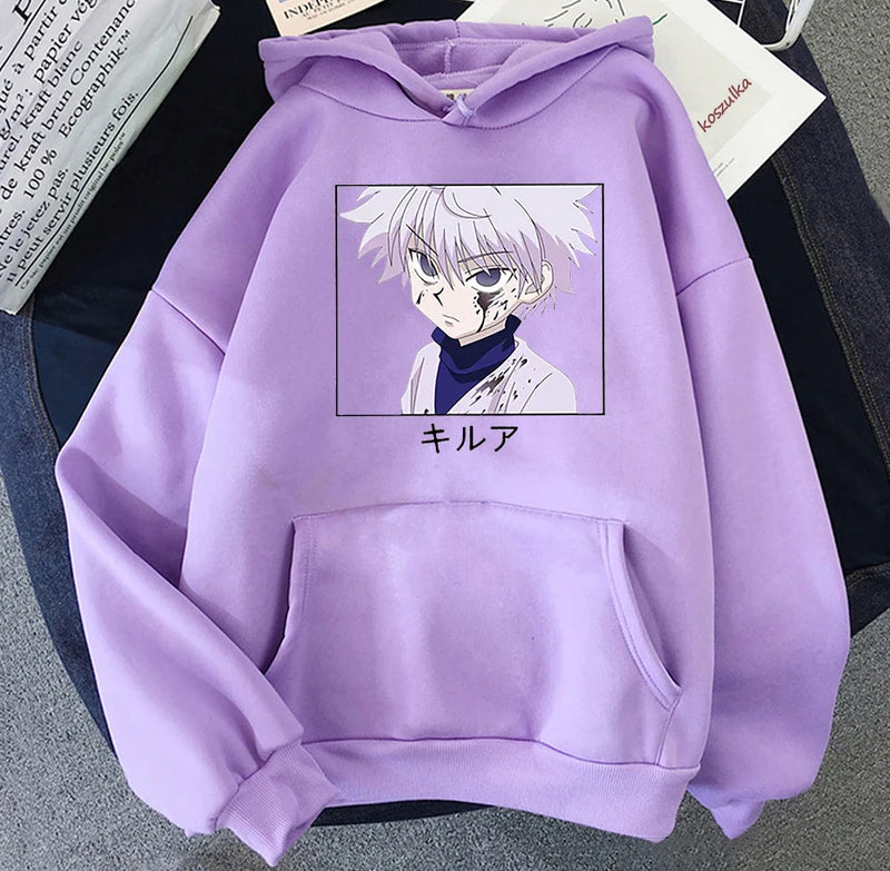 Japão Anime Hunter X Hunter Killua Homens Mulheres Hoodies Ullzang Estudante Estilo Harajuku Plus Size Moletom Casual Estampado Pullover