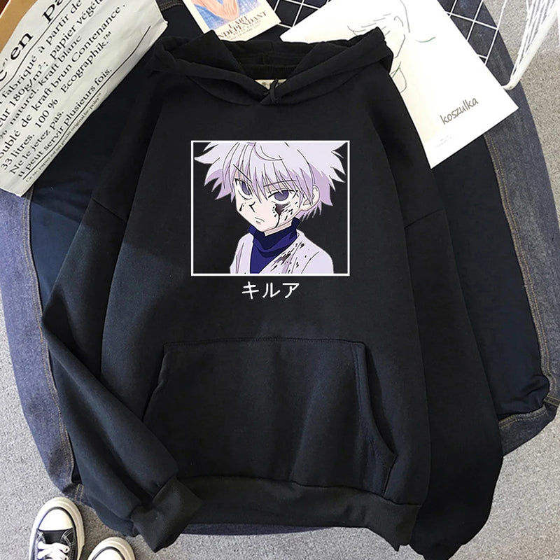 Japão Anime Hunter X Hunter Killua Homens Mulheres Hoodies Ullzang Estudante Estilo Harajuku Plus Size Moletom Casual Estampado Pullover