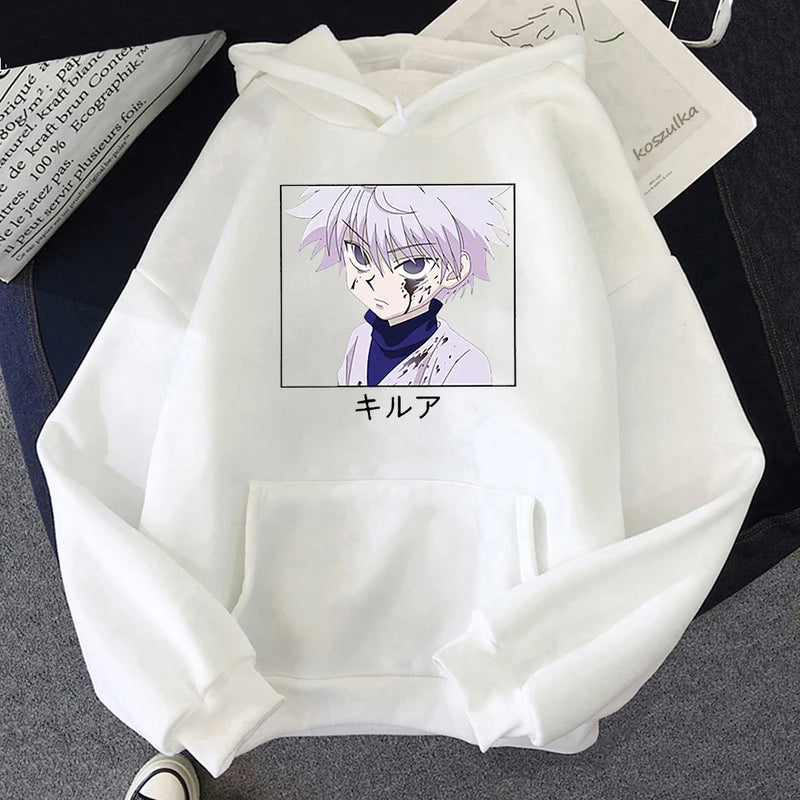 Japão Anime Hunter X Hunter Killua Homens Mulheres Hoodies Ullzang Estudante Estilo Harajuku Plus Size Moletom Casual Estampado Pullover