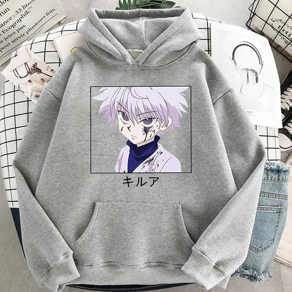 Japão Anime Hunter X Hunter Killua Homens Mulheres Hoodies Ullzang Estudante Estilo Harajuku Plus Size Moletom Casual Estampado Pullover