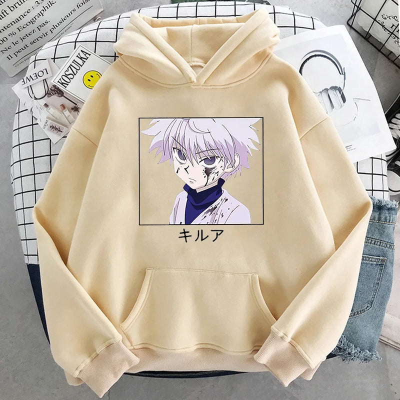 Japão Anime Hunter X Hunter Killua Homens Mulheres Hoodies Ullzang Estudante Estilo Harajuku Plus Size Moletom Casual Estampado Pullover